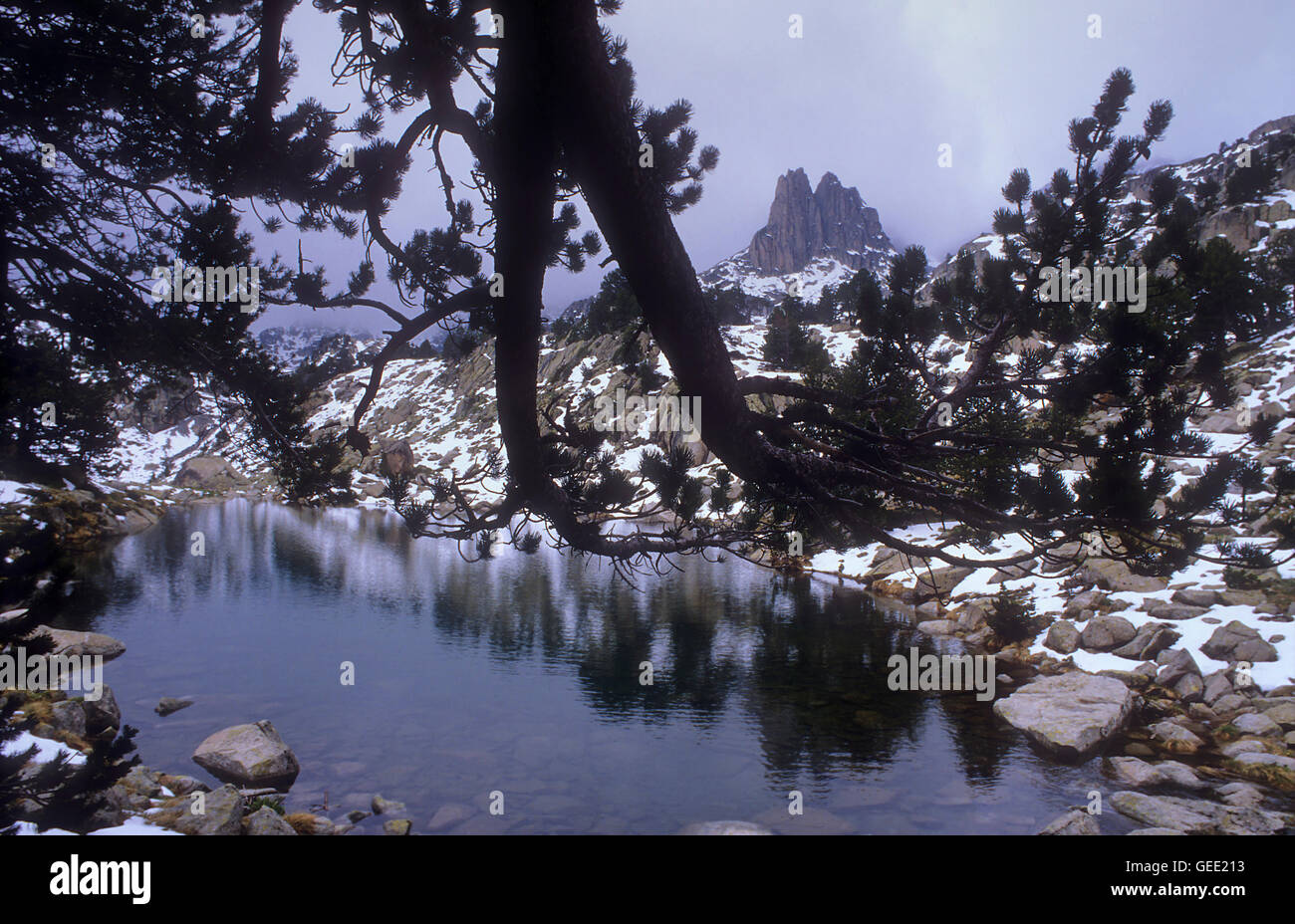 `Agulles d´Amitges´ Amitges mountains from Amitges lakes, Aigüestortes i Estany de Sant Maurici National Park,Pyrenees, Lleida p Stock Photo